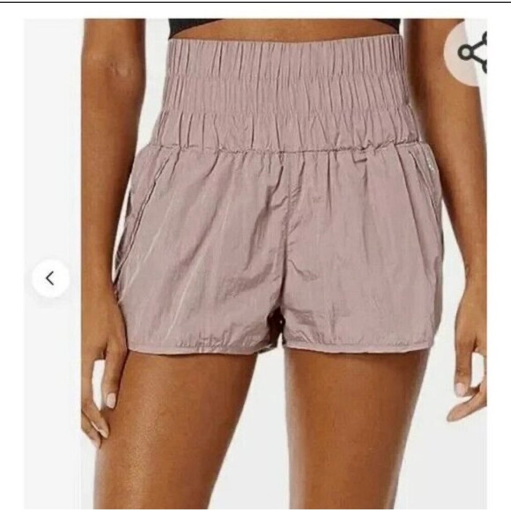 Free People Movement Good Karma Shorts Smocked‎ Waist Dolphin Hem Purple M